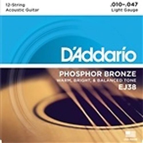 D'Addario EJ38 - Cuerdas para guitarra acústica (bronce, 12 cuerdas, 3 unidades)