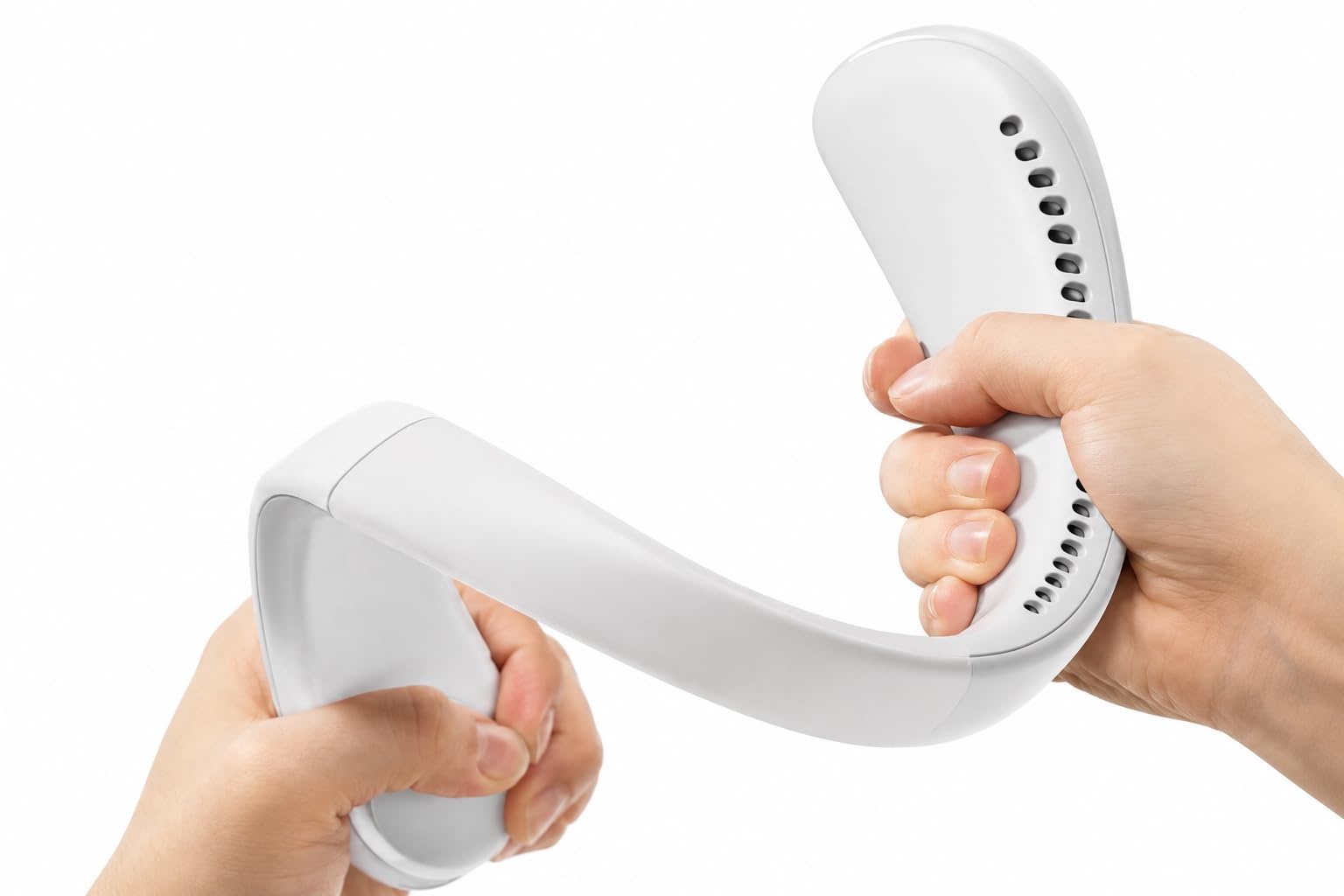 Generico Ventilatore da Collo Portatile Ricaricabile, Flusso d’Aria 360°, Design Ergonomico a Mani Libere, Leggero e Flessibile, Ideale per Ufficio, Viaggi, Passeggiate e Attività all’Aperto