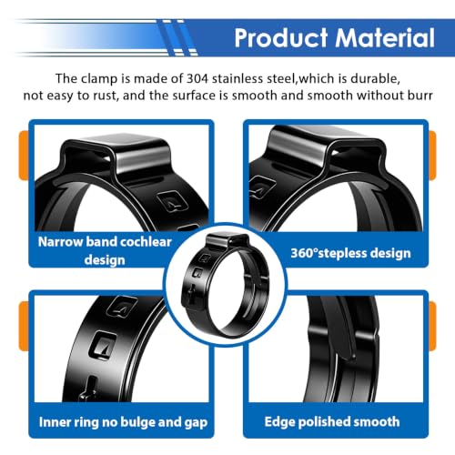 Image of 62Pcs Black Single Ear Hose Clamps 6-23.5mm Ear Clamps
