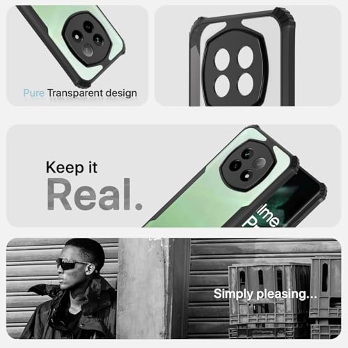 Image of Pikkme Crystal Clear Transparent Back Cover | Ultra Hyrbid | Full Camera Protection | Raised Edge | Bumper Case for Realme P2 Pro 5G (Black)