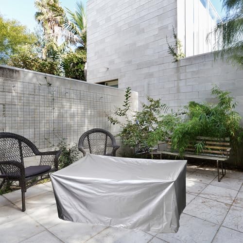 Housse de table de jardin argentée en polyester imperméable - 5