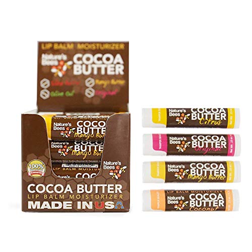Nature's Bees, Cocoa Butter Lip Balms, Lip Moisturizer Treatment - Pack of 24