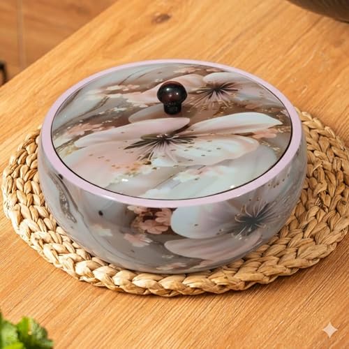Image of Handmade Wood Roti Box with Lid, Polish