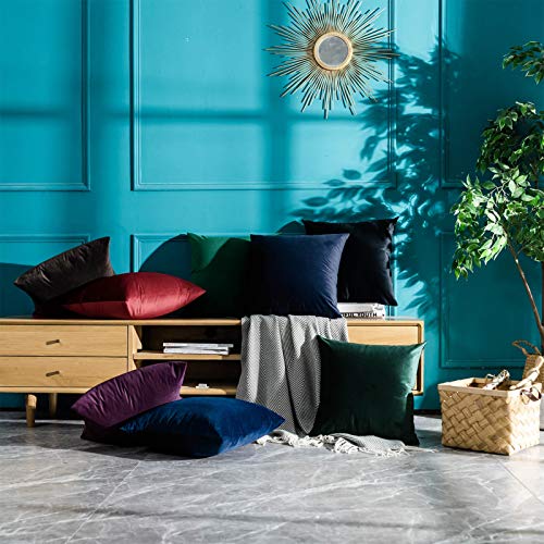 Image of JUSPURBET 24x24 Decorative Velvet Throw Pillow Covers Set of 2,Navy Blue | Modern Soft Cushion Covers Cases with Invisible Zipper for Couch Sofa Bed Living Room Bedroom Home Decor