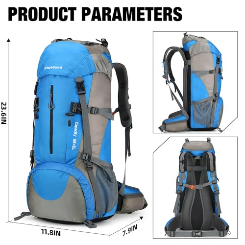 Image of King'sGuard 70L Hiking Backpack with Rain Cover Lightweight Waterproof Travel Camping Backpack Large Backpacking Pack