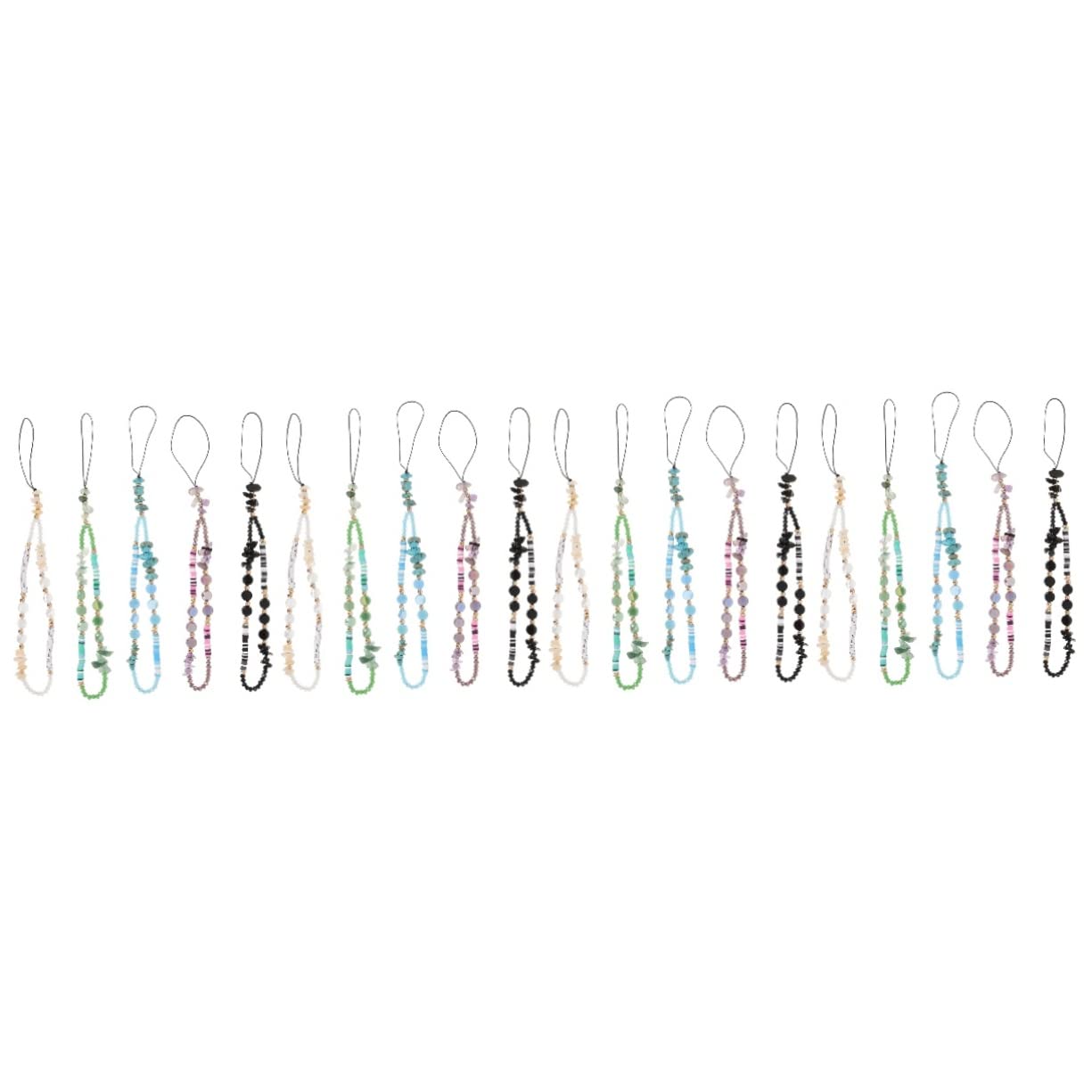 WOONEKY 20piezas Cadena De Teléfono Móvil Diseño De Perlas Correa Decorativa Antipérdida Para Colgar Muñeca Para Mujeres y Niñas Uso Oficina Escuela y Viajes