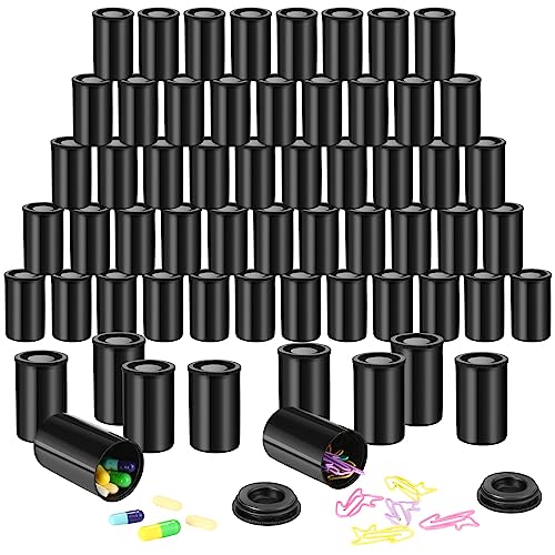 Image of JOVITEC 200 Pcs Plastic Film Canister Holder 35 mm Empty Camera Reel Containers Storage Containers Case with Lids for Small Accessories Fish Hook Film Beads(Black)