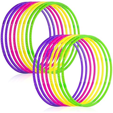 Hymaz Kids Exercise Hoop,8P Adult Exercise Color Adjustable Detachable & Weight & Size Toy Color Toddler Exercise Hoops Plastic Ring for Outdoor Activities Gymnastic Classroom School Sports & Games Cover