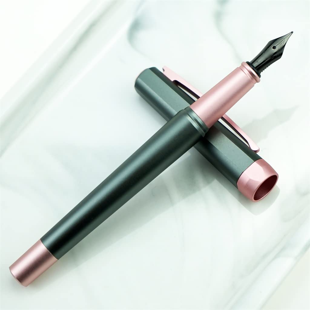 Metalowe pióro wieczne, czarna stalówka, 0,5 mm, z tuszem do pisania, do biura, biznesu