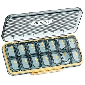 OFIDUS 14 Cellen 2 Keer per Dag Wekelijkse Pillenorganizer – Vochtbestendige AM/PM Dagelijkse Pillendoos, Verwijderbare 14 Dagen Pillendoos Geschikt Voor Reissieraden en Dagelijks (Blauw)