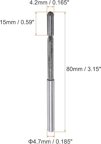 Miniatura 2 de HARFINGTON Escariador de 0.165 in H7 punta de carburo flautas rectas de vástago redondo Torno Máquina Fresa