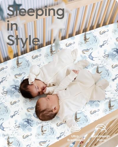 Image of Baby Crib Sheets Boy Girl for Standard Crib Mattress - Ultra Soft Jersey Knit Neutral Crib Mattress Sheet, Safe and Snug, Durable, Stylish Crib Sheet Fitted, 28''x52''x9'' Extra Deep Pocket