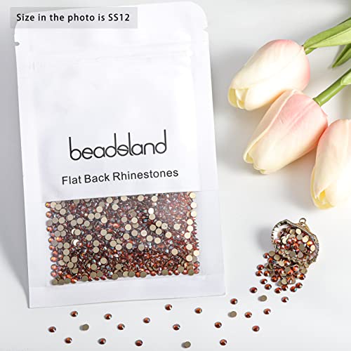 Image of Beadsland Flat Back Crystal Rhinestones,Amber, SS12, 1440pcs