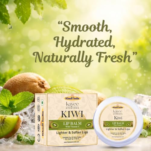 Image of Khadi Natural Lip Balm for Men and Women | Deep Conditioning Lip Treatment with Shea Butter & Almond Oil | Prevents Dryness and Keeps Lips Soft All Day (Kiwi)