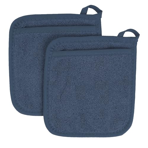 Ritz Terry Pocket Mitt & Hot Pad: Unparalleled Heat Resistant, Durable 100% Cotton – Ergonomically Designed for Optimal Grip – Easy-Care Machine Washable, Perfect for Your Kitchen – Midnight, 2-Pk