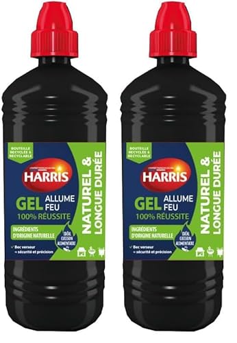Harris - Harris - Gel Allume-feu - Naturel et Longue Durée - Ingrédients d'origine Naturelle - Bec verseur - Idéal Cuisson Alimentaire - 850ml, Neutre (Lot de 2)