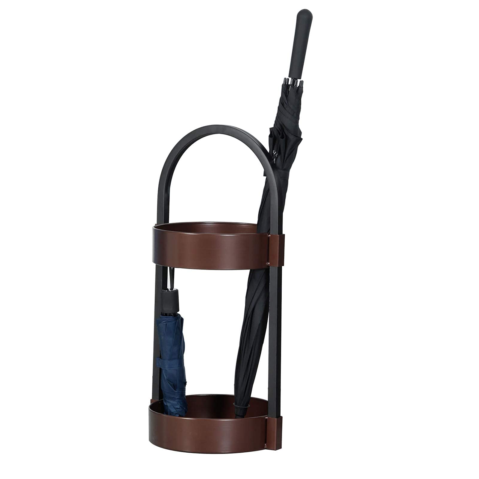 Porte-parapluie rond en métal noir LUNEZY 33x69cm avec bac récupérateur d'eau