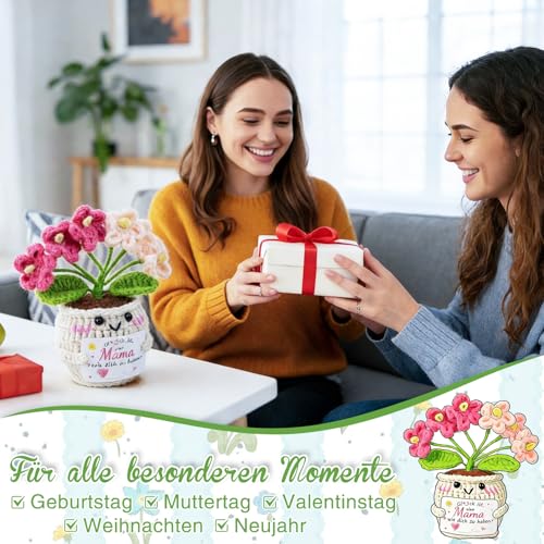 Velkorth Muttertagsgeschenk & Kleine Geschenke für Mama – Kreative Handgehäkelte Blume, die Niemals verwelkt Valentinstag, Geburtstag oder als Dankeschön für die Beste Mama der Welt