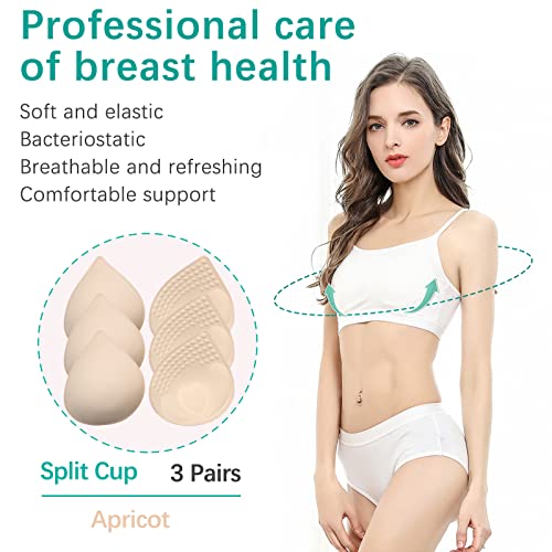 Bra Pads Inserts 3 Pairs, Bra Pads Sewn Padded for Sports Bra A/B/C/D Cup Beige or Black, Green or Grey or Pink Optional2