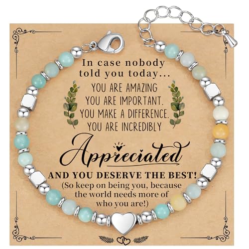 Image of Inspirational Gifts for Women, Employee Appreciation Gifts Inspirational Bracelets for Women Nature Stone Bead Bracelet Jewelry Birthday Gift