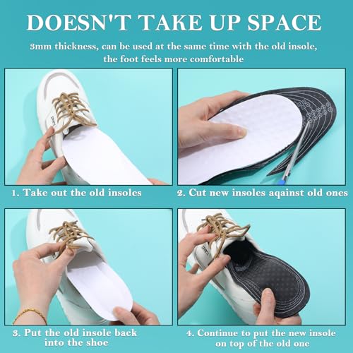 Image of 3Pairs Breathable Insoles for Women, Breathable Cloud Soles for Women, Cutable Double-Layer Latex Foam Replacement Insoles, Men 7-11 Woman 2-8(White Grey Green)