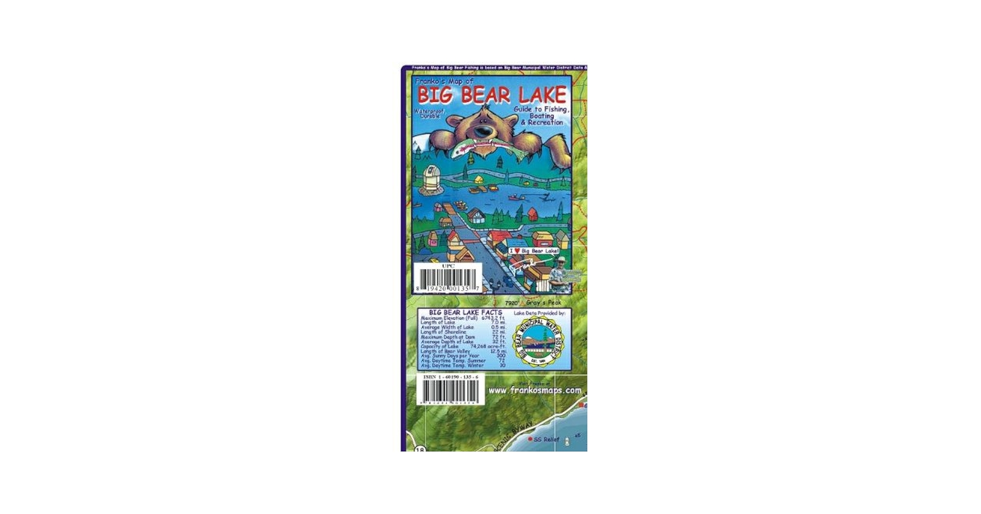 Big Bear Lake Guide to Fishing, Boating & Recreation Waterproof Map