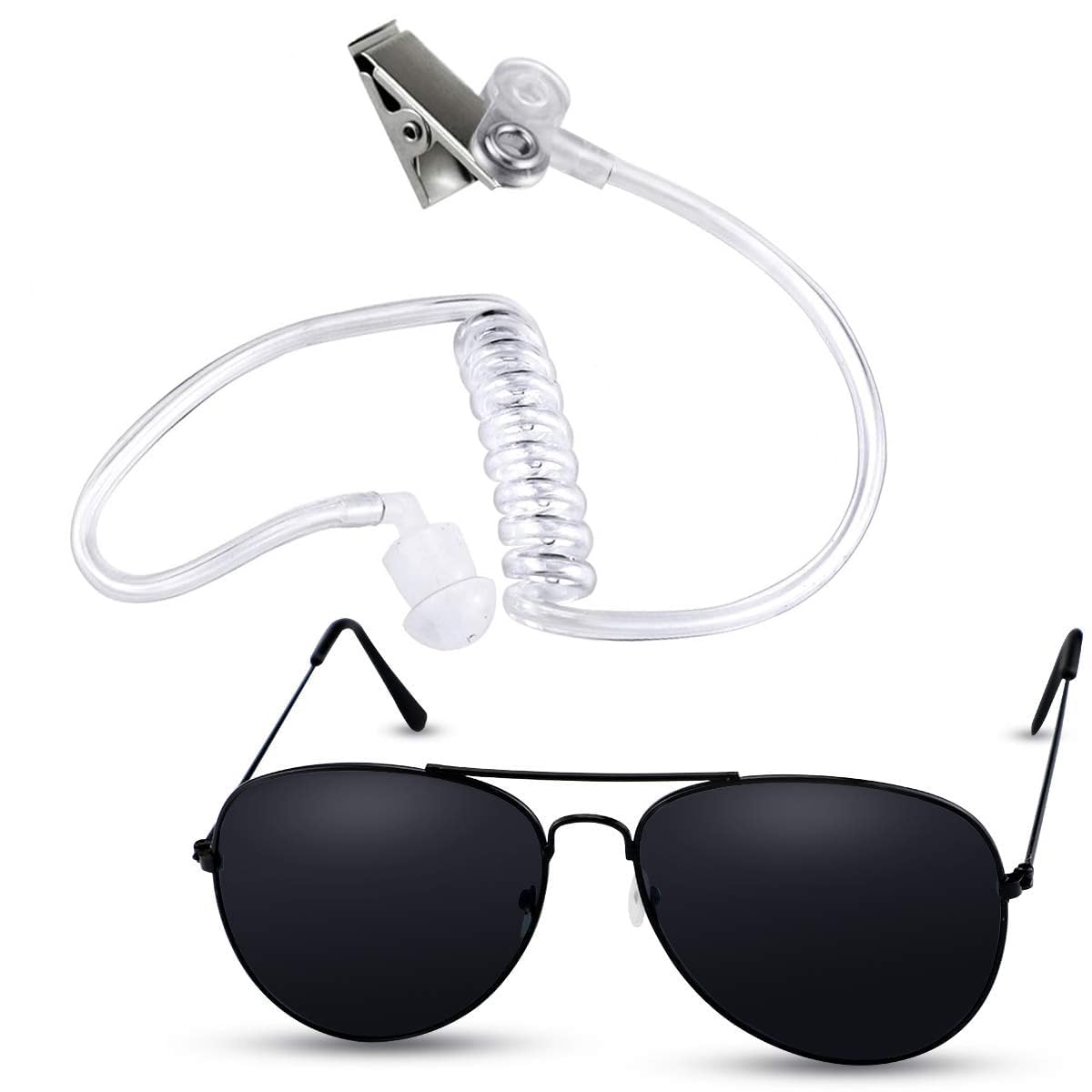 Twdrer Cosplay Toy Spy Earpiece Headphones and Sunglasses,Secret Service Security Guard Ear Piece Costume Accessory Kit