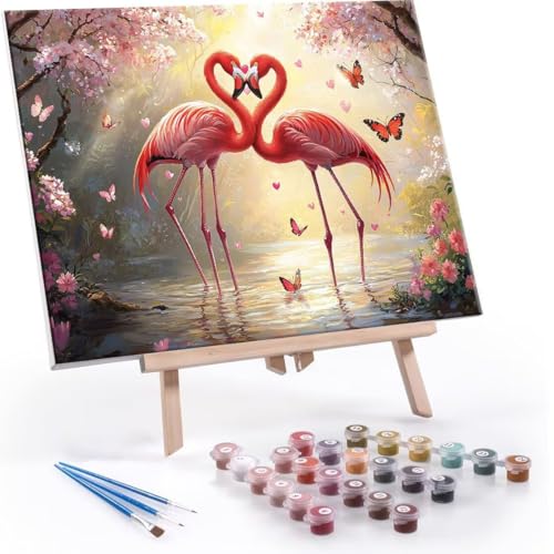 DIY 数字油絵 フラミンゴ羽 Paint by Numbers 塗り絵 キット 大人 数字ぬりえ 子供の用数字塗り絵キャンバスクラフト数字 キャンバスアート ブラシとアクリル絵の具が入, インテリア リビング装飾, 女性へのギフト 100x140cm (