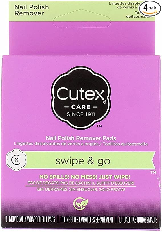 Cutex Care Swipe and Go Nail Polish Remover Pads, 10 Count