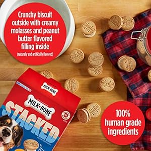 Milk bone stacked dog treats 30 ounce pack of 2 crunchy biscuit with molasses and peanut butter creamy filling  urban country home decor