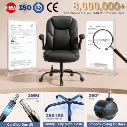 AtHope Ergonomic Leather Office Chair with Inflatable Lumbar Support, Black - image 9
