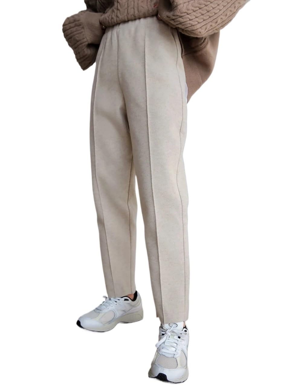 Womens Fall High Waist Pants Pants Trousers Beige