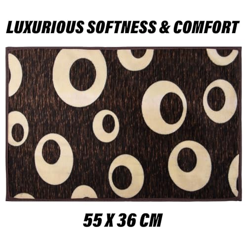 Image of Kuber Industries Door Mat | Floor Door Mat | Door Entrance Mat | Anti-Slip Door Mat | Door Mats for Outdoor & Indoor | Circle-Design Door Mat | Pack of 2 | Brown