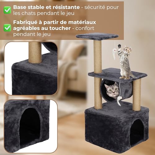 Arbre à chat avec niche et deux plateformes de jeu Springos de 62 cm - 4