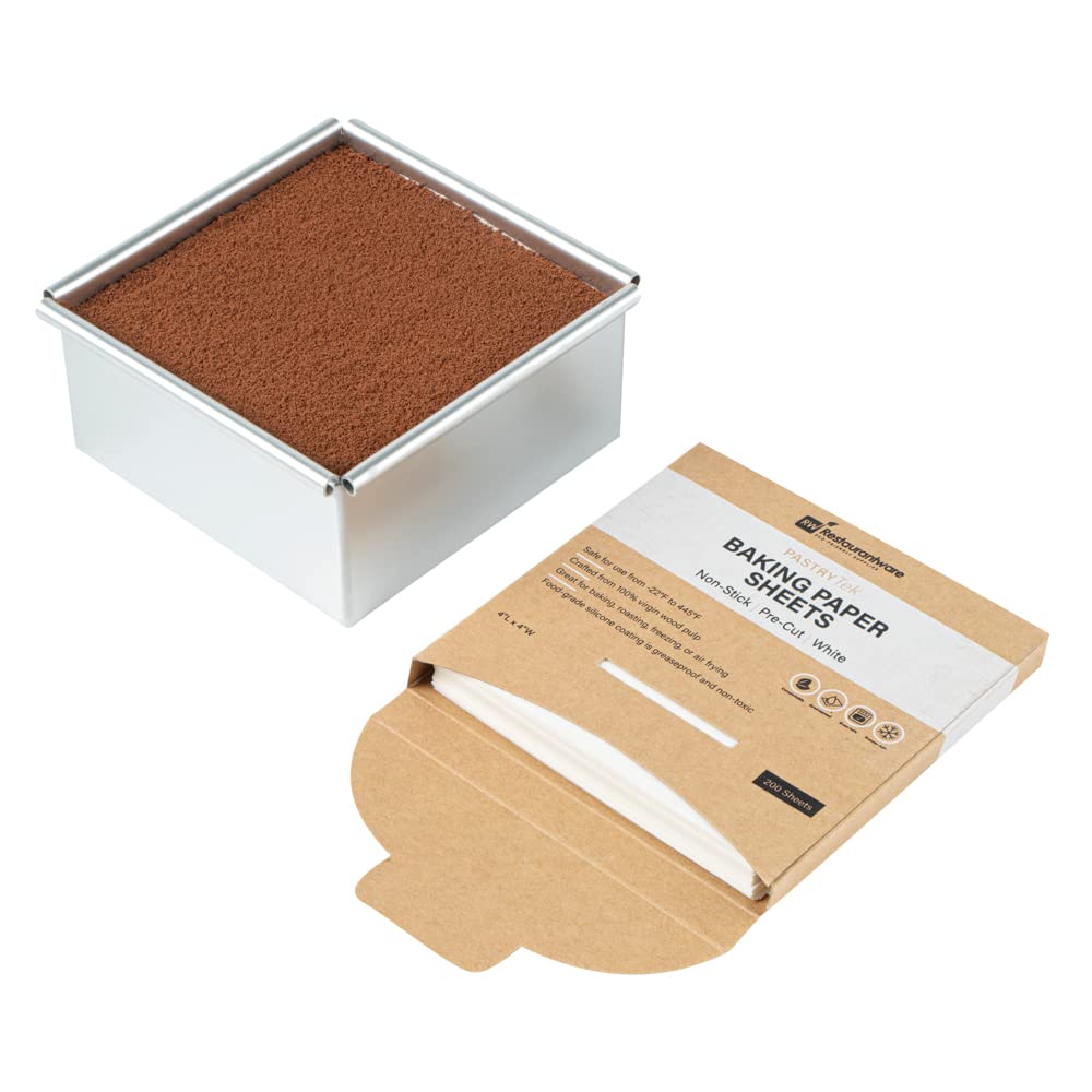 Pastry Tek - Hoja de papel para hornear de papel blanco, precortada, recubierta de silicona, 4 x 4 pulgadas, caja de 1000 unidades