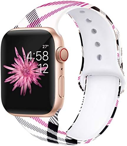 Kaome Floral Bands Compatible with App le Watch Band 38mm 40mm , Soft Silicone Fadeless Pattern Printed Replacement Strap Bands for Women, Compatible with iWatch Series 5/4/3/2/1, S/M