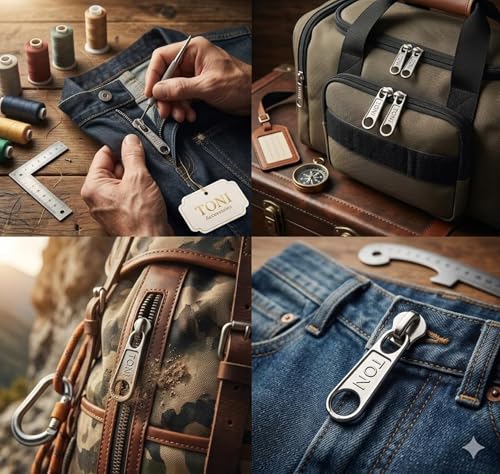 Image of On Blow 20-Piece Universal Zipper Repair Kit - Steel Zip Slide Runners (Size 5 & 8 Combo) | 10 Pcs Each Heavy Duty Fasteners & Pullers for Jackets, Luggage, Backpacks & Tents | Durable Metal Sliders (Silver Finish)