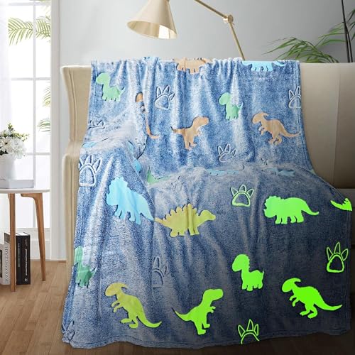 Glow in The Dark Blanket for Kid, 6x6 Feet size blankets for kids, Luminous Star Soft Fleece Throw for Girls Boys Teen, Toddler Bedding & Cozy Nightlight Blanket, Grey Flannel Plush for Couch Sofa Bed