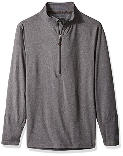 Terramar Men's Thermolator Climasense 4-Way Stretch Brushed Half Zip Jacket, Heather Gray, Medium (38