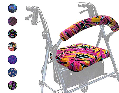 Crutcheze Designed in USA Rollator Walker Seat and Backrest Covers | Designer Fashion Accessories - Walkers for Seniors with Seat Gift Cover(Hawaiian Tropical Leaves)