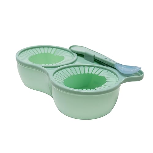 Mommy's Helper Perfect Feeder - Cuenco antideslizante para alimentación de bebé con agarre cómodo, cuchara con detección de temperatura, tapa a