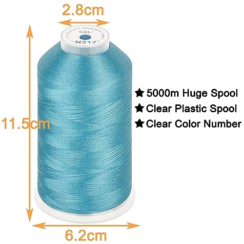 Image of New brothread - Single Huge Spool 5000M Each Polyester Embroidery Machine Thread 40WT for Commercial and Domestic Machines - Sky (Janome Color)