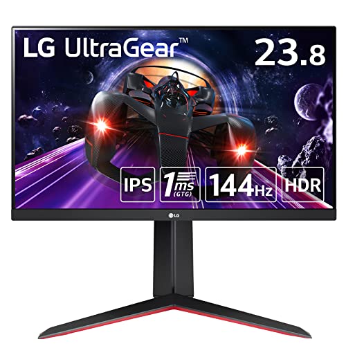 LG ゲーミングモニター UltraGear 24GN65R-B 23.8インチ/フルHD/IPS/144Hz/1ms/FreeSync Premium/HDR/HDMI,DP/ピボット,高さ調整/3年安心 無輝点保証