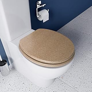 Croydex WL601915H Flexi-Fix Dorney Always Fits Never Slips Anti Bacterial Toilet Seat, Wood, Sandstone, 45 x 37.5 x 6 cm