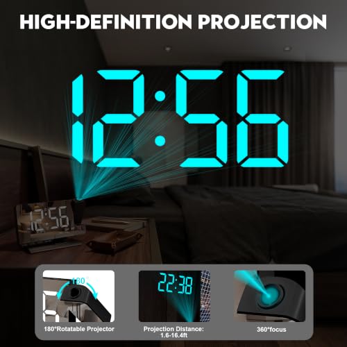 SZELAM Projection Alarm Clock with Dual Alarms,Mirror Alarm Clock Bedside - Image 2