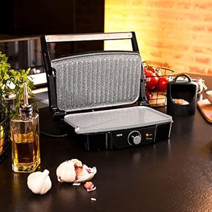 Cecotec Rock'nGrill 1500 Stone Ceramic Mix&Grill, 1500 W, Grill, Bügeleisen und Sandwicher, Keramikbeschichtung, Gemischte Oberfläche, Öffnung 180 Grad, Fettauffangbox – Bild 3