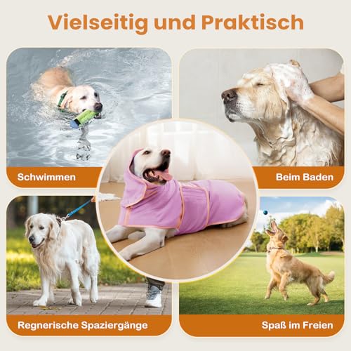 Zorela Hundebademantel, Superweicher Bademantel Hund aus Korallenvlies, Hunde Bademantel Hundehandtuch Extra Saugfähig für nach dem Bad, Strand, Pool