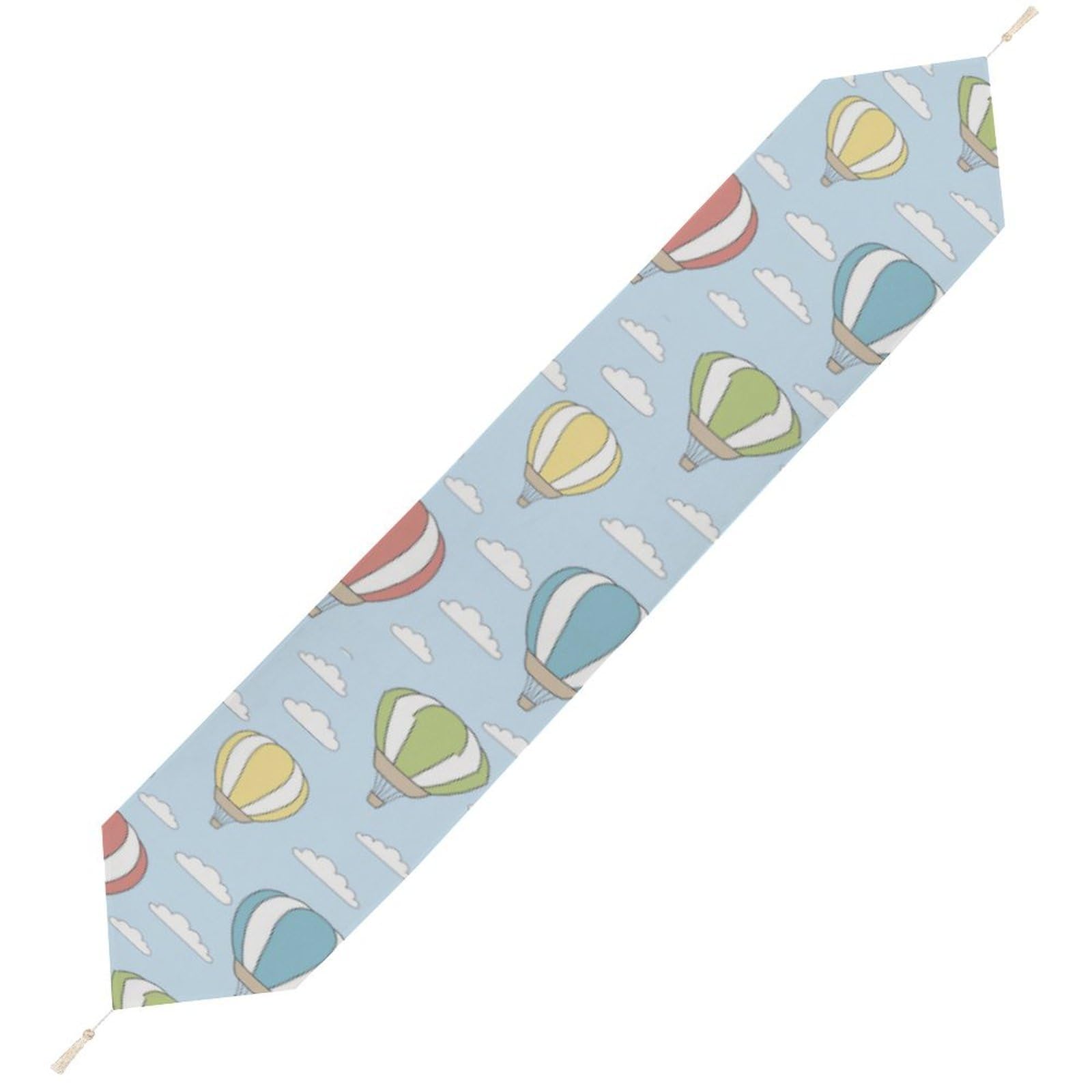 JZemdybill 229*33cm Table Runner with Tassel, Colorful Hot Air Balloon Table Runner, Table Decoration for Kitchen, Party, Restaurant