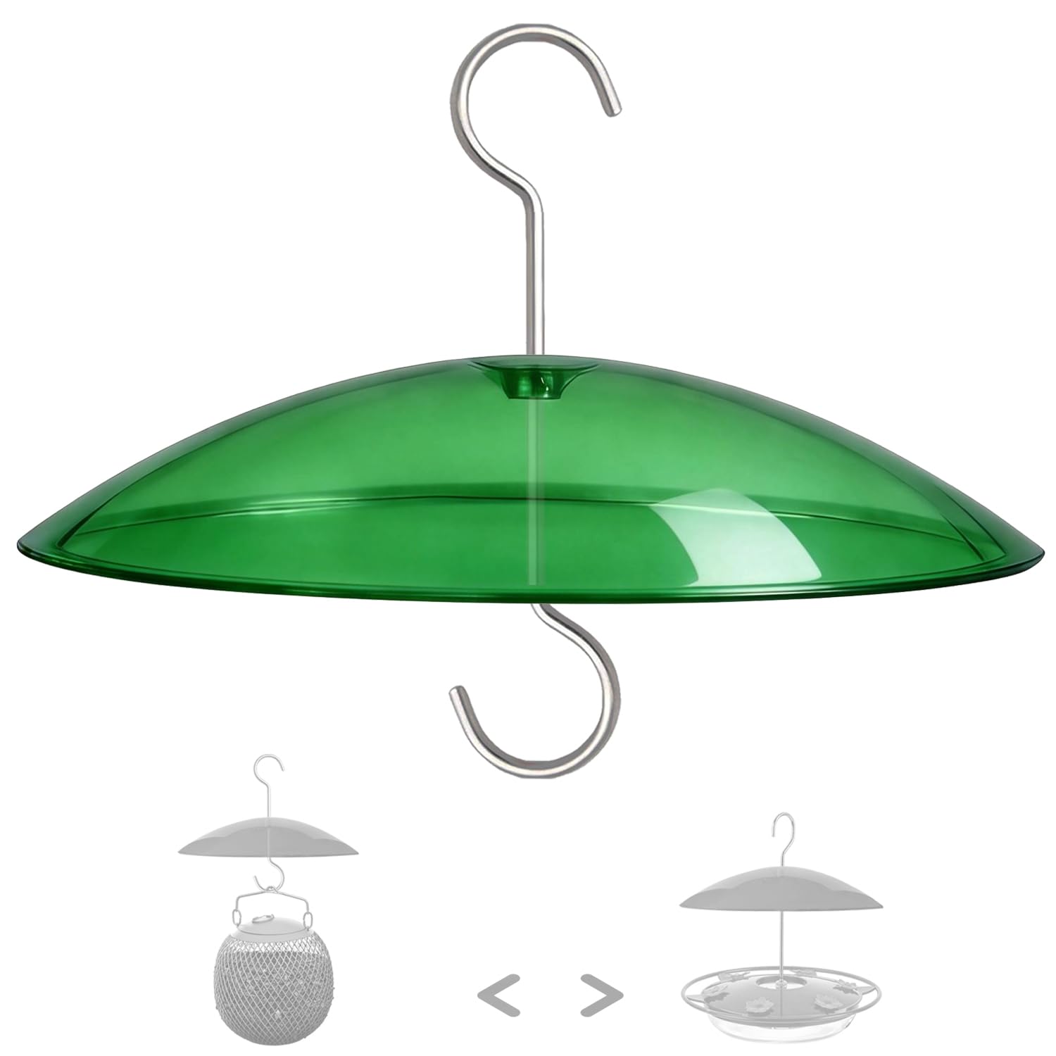 8" Mini Rain Cover for Bird Feeder/House - ‌Small Protective Dome Guard Against Rain/Snow/Sun - Green Translucent Plastic - Dia. 20CM