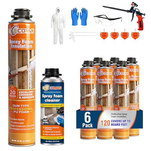 Elecoman Closed Cell Spray Foam Insulation Kit 120 Sq.Ft.,High Density